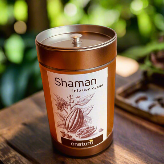 infusion de cacao onaturo en boite metal 111g bio double couvercle preserve le gout