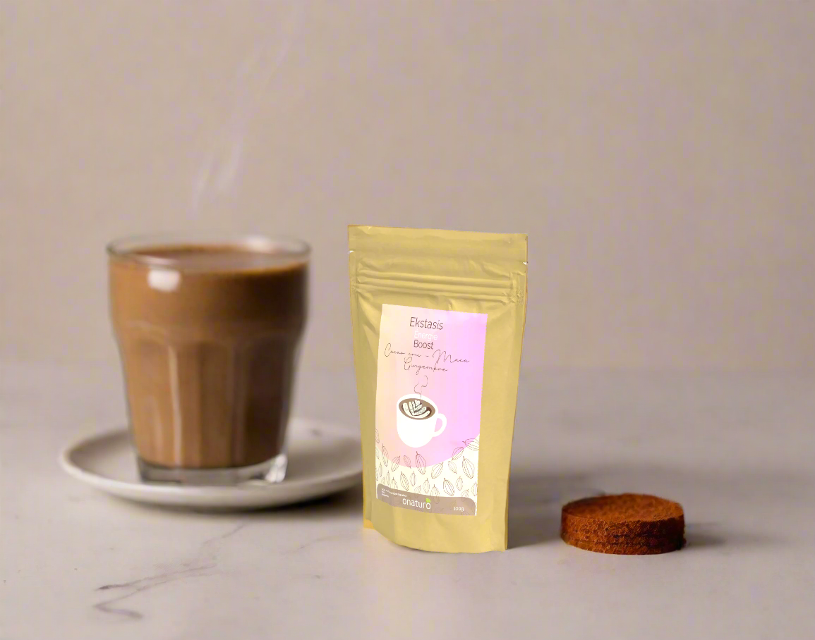 Ekstasis poudre de cacao cru maca gingembre boost energie du matin ou du soir ;-)