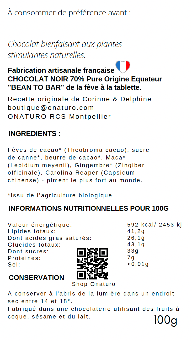 Ekstasis : Chocolat Noir Booster de Libido